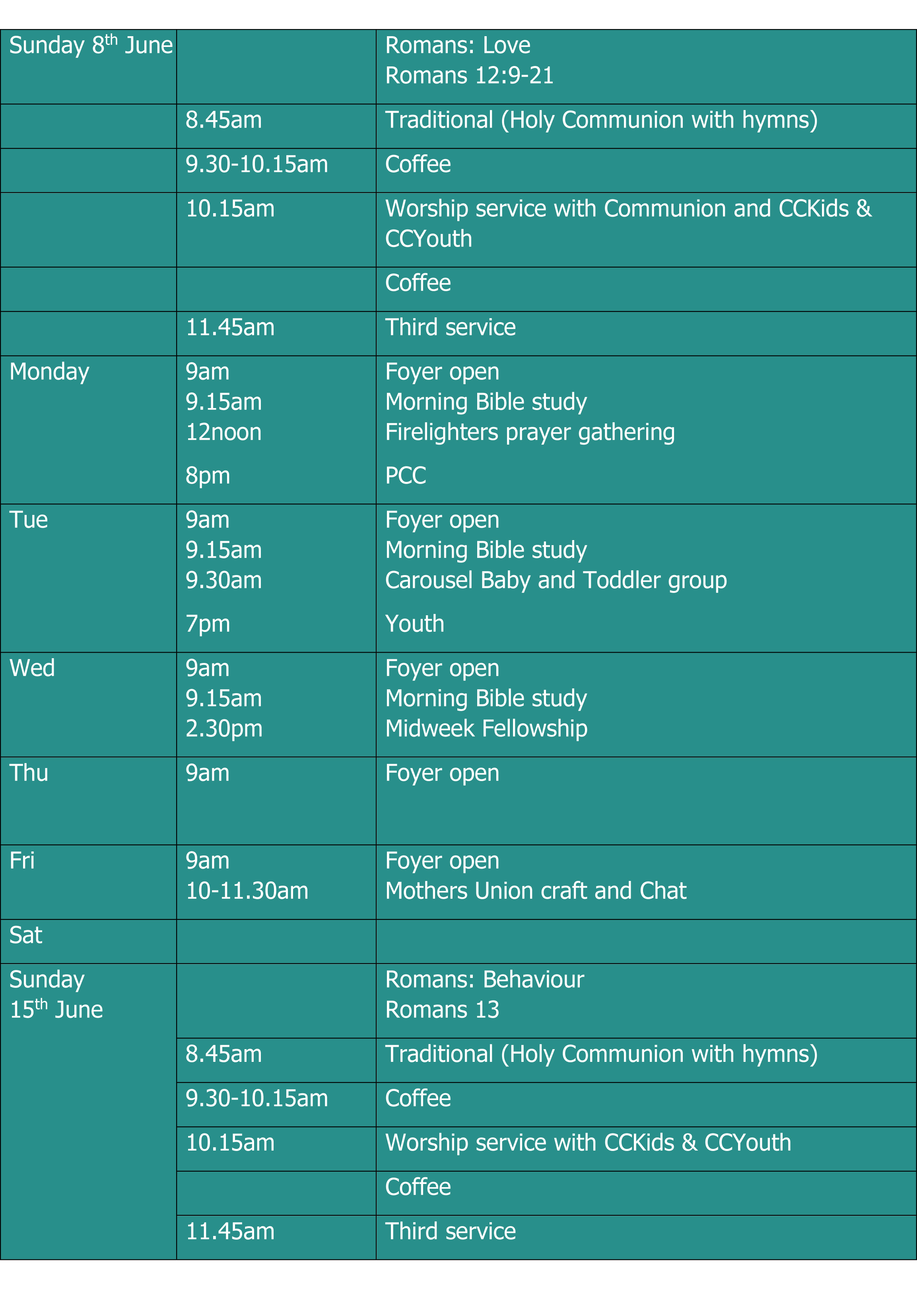 Dates 8th June-1