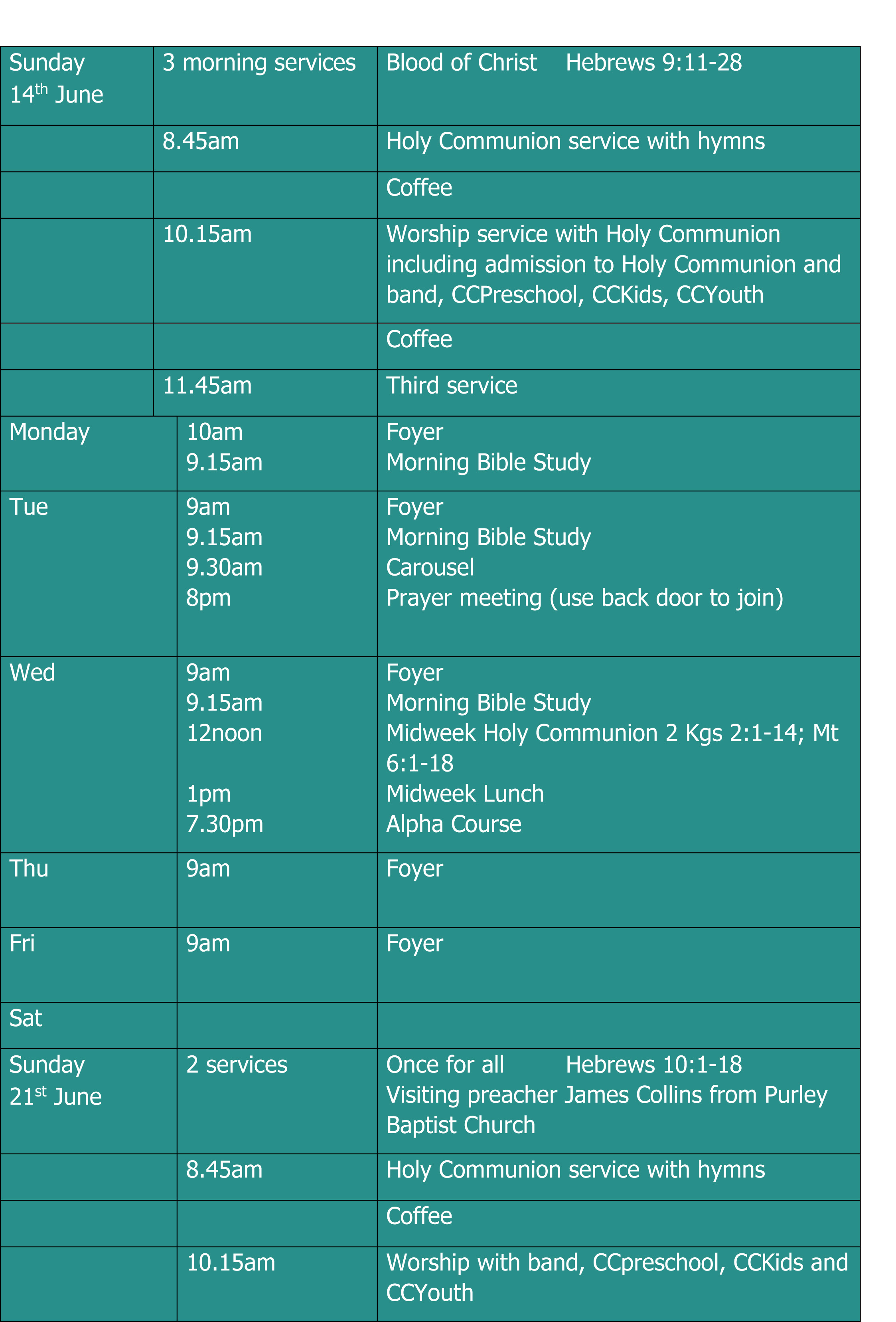 dates 14 June-1